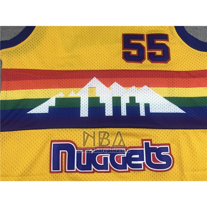 Camiseta Denver Nuggets Dikembe Mutombo NO 55 Mitchell & Ness 1991-92 Amarillo